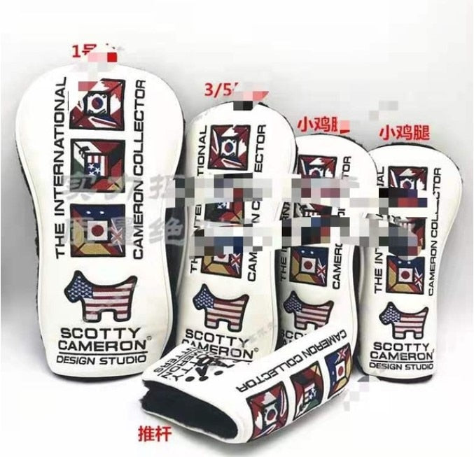 Golf Club Headcover Set Golf Wood Cover Driver Fairway Rescue Hybrid Headcovers Free Shipping flag