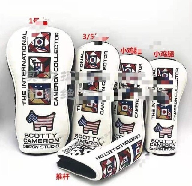 Golf Club Headcover Set Golf Wood Cover Driver Fairway Rescue Hybrid Headcovers Free Shipping flag