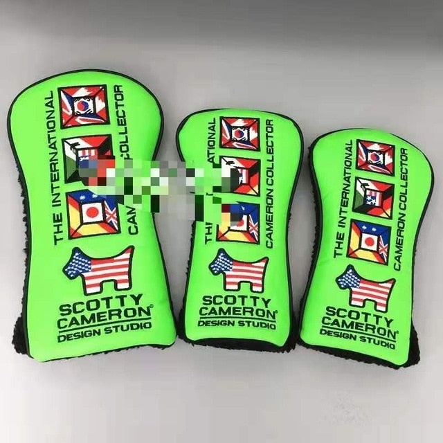 Golf Club Headcover Set Golf Wood Cover Driver Fairway Rescue Hybrid Headcovers Free Shipping flag