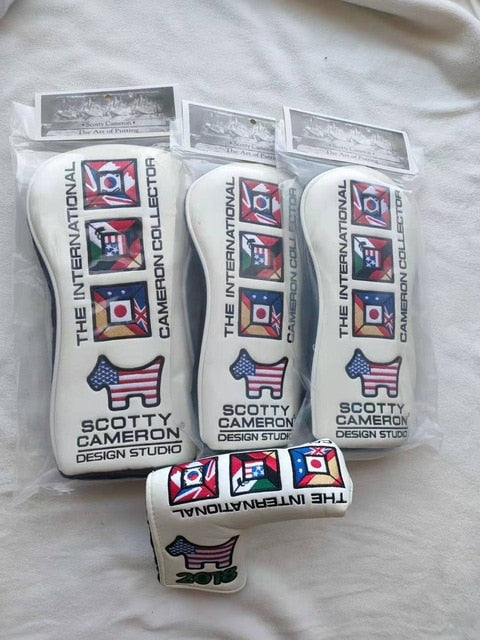 Golf Club Headcover Set Golf Wood Cover Driver Fairway Rescue Hybrid Headcovers Free Shipping flag