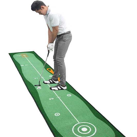 Indoor Golf Hitting Mat 300*50cm Putting Trainer Golf Practice Pad Golf Putter Green Fairway Trainer Aiming Line Tee Slot